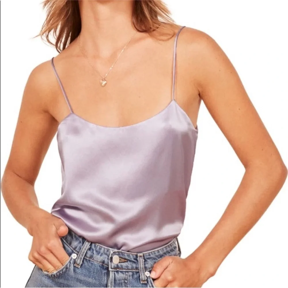 Reformation silk tank in lilac NWT_5